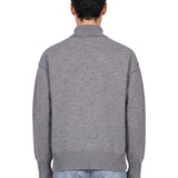 Maglione collo alto in lana grigio 