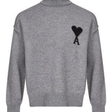 Maglione collo alto in lana grigio 