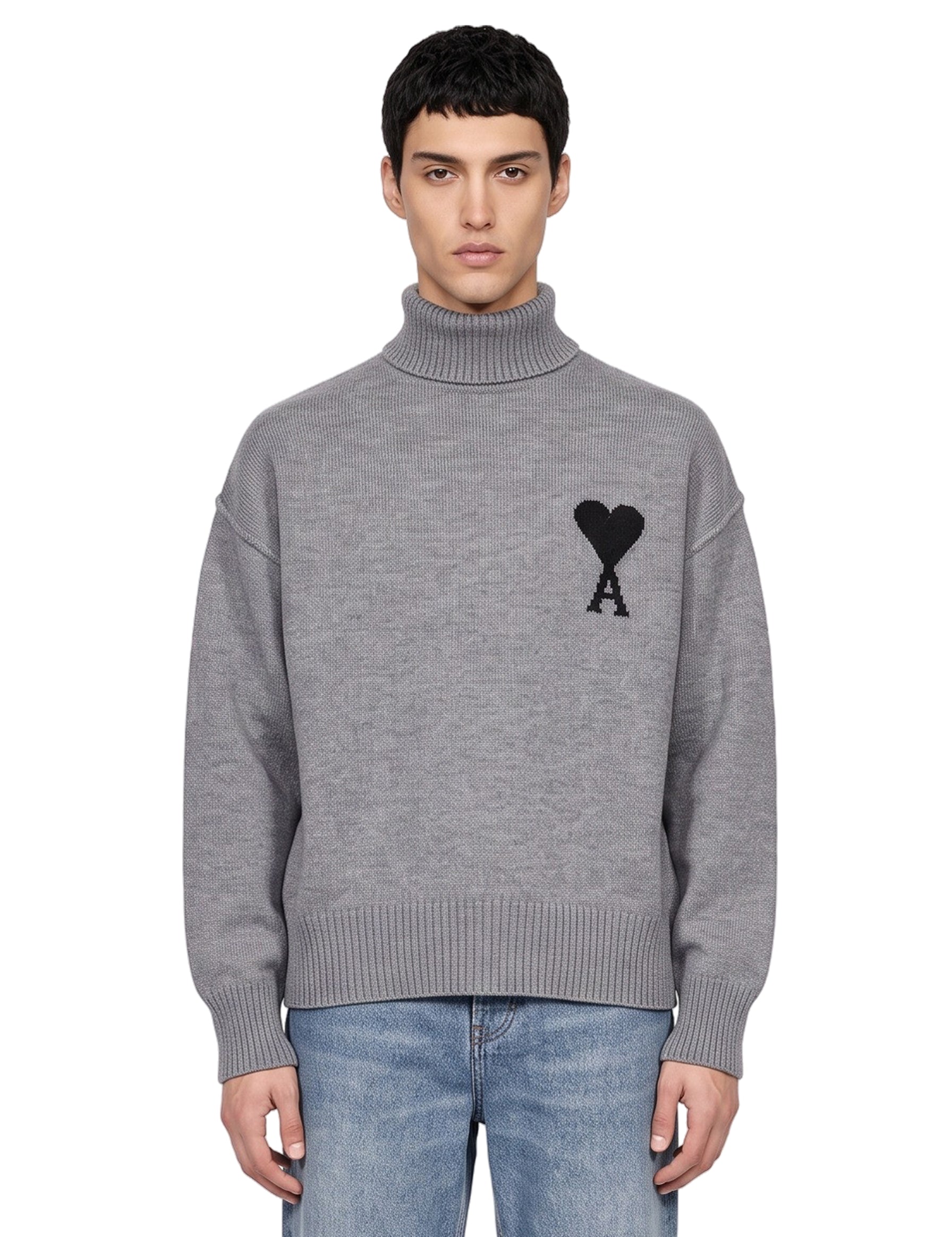 Maglione collo alto in grigio 