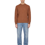 Maglione girocollo con trecce in marrone 