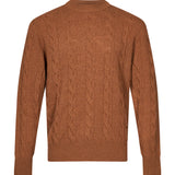 Maglione girocollo con trecce in marrone 