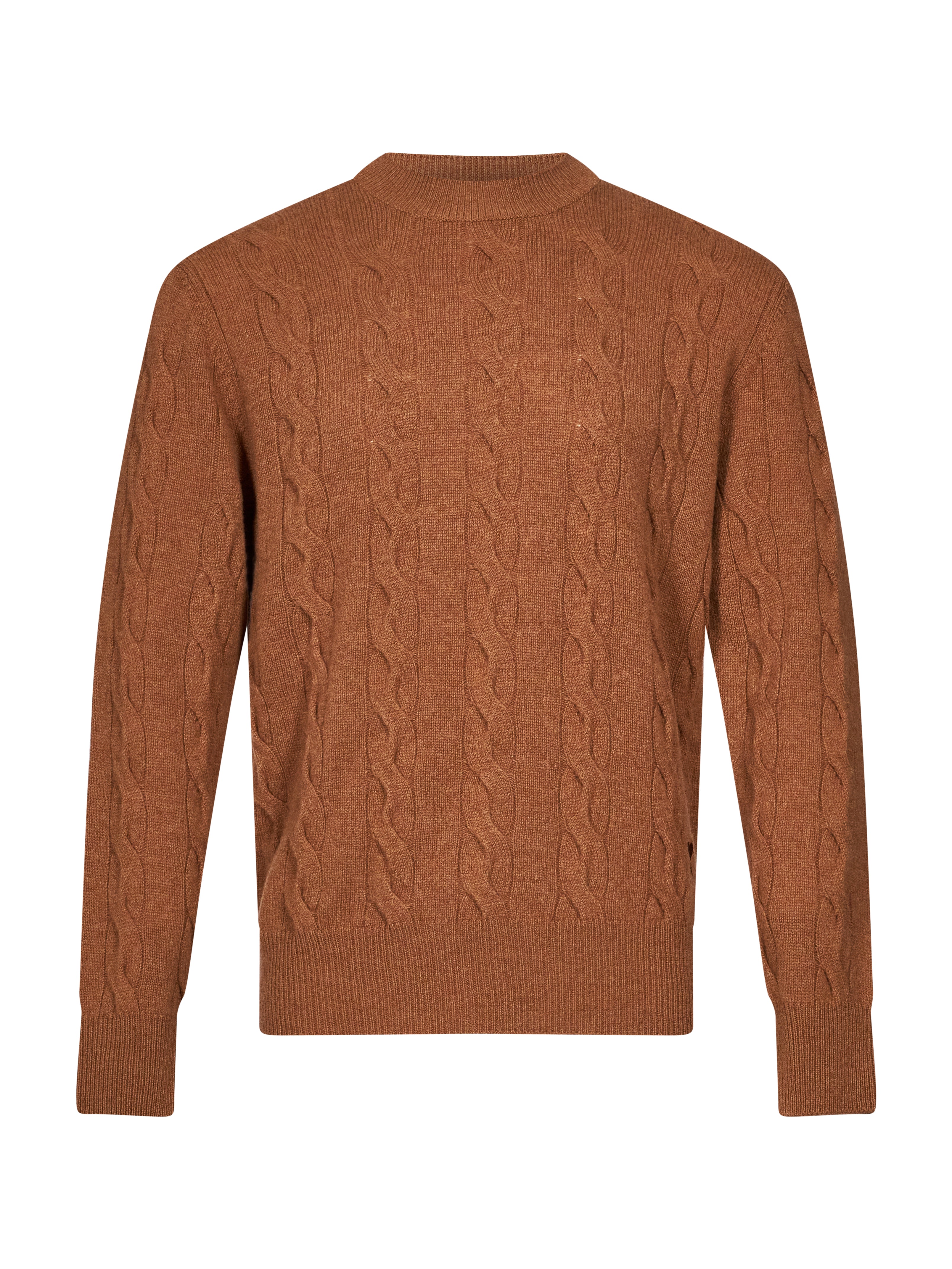 Maglione girocollo con trecce in marrone 