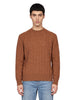 Maglione girocollo con trecce in marrone