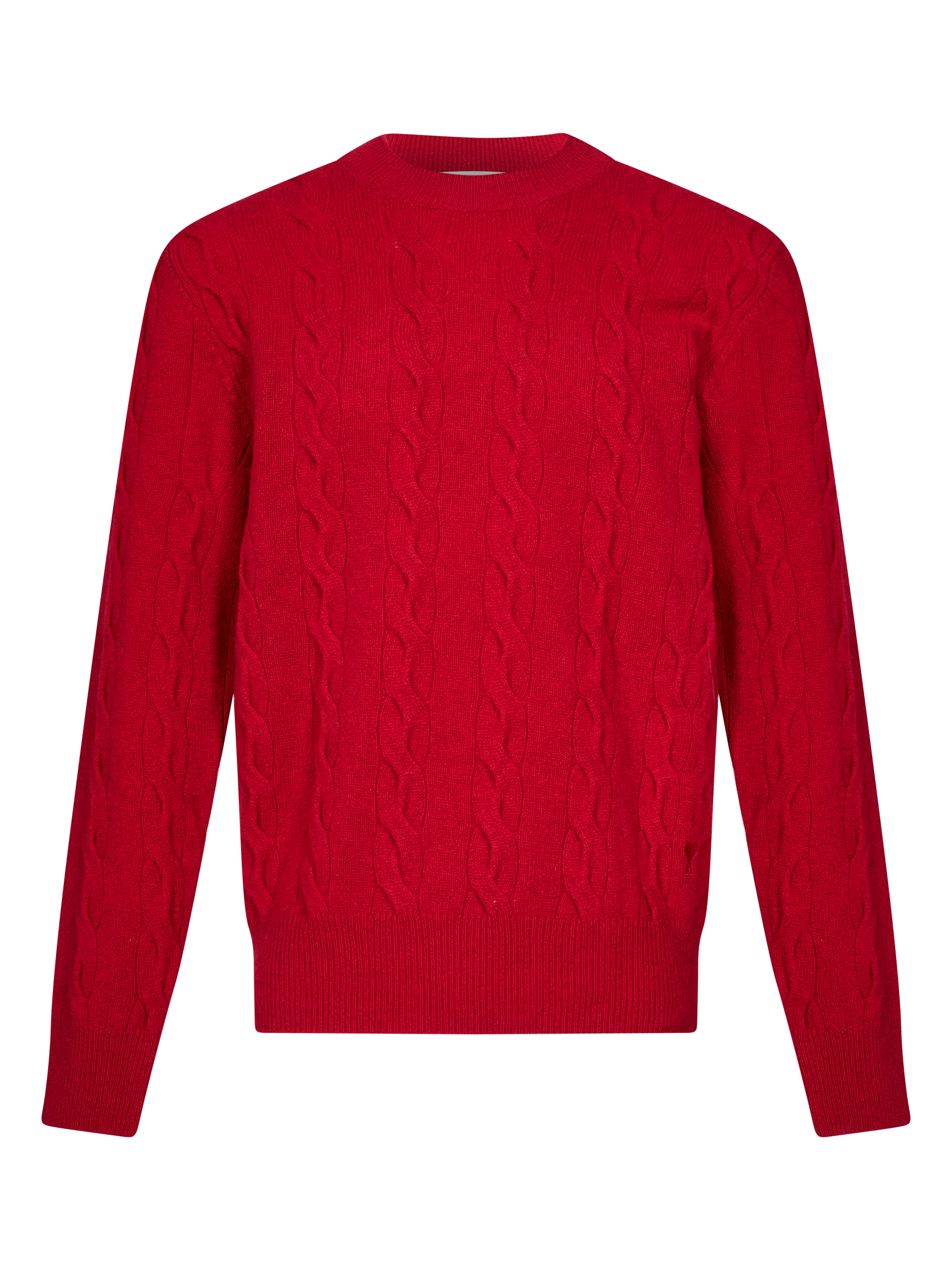 Maglione girocollo con trecce in rosso 