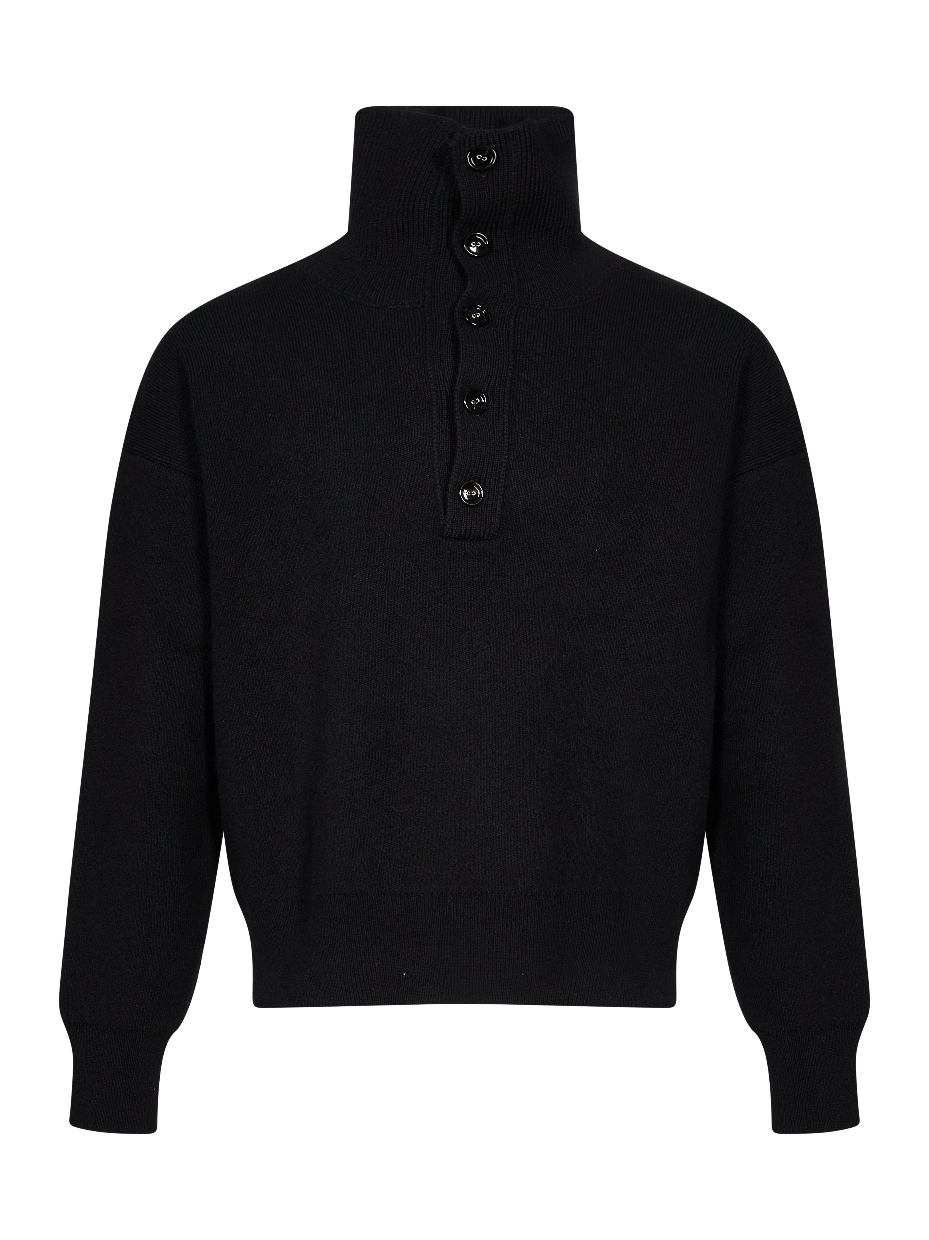 Maglione collo alto con bottoni in nero 