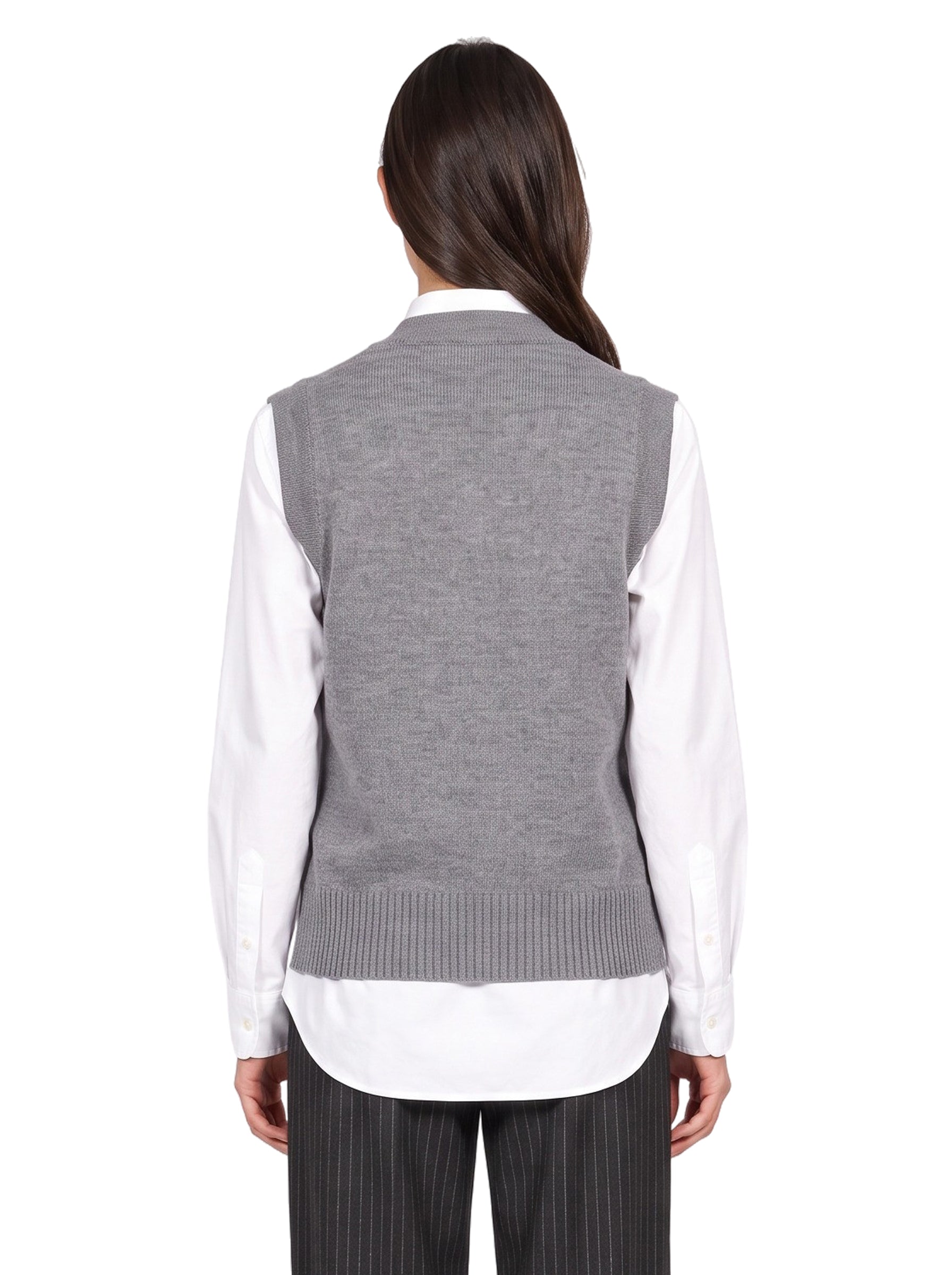 Gilet con intarsio a cuore in grigio 