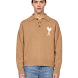 Polo a manica lunga in beige 
