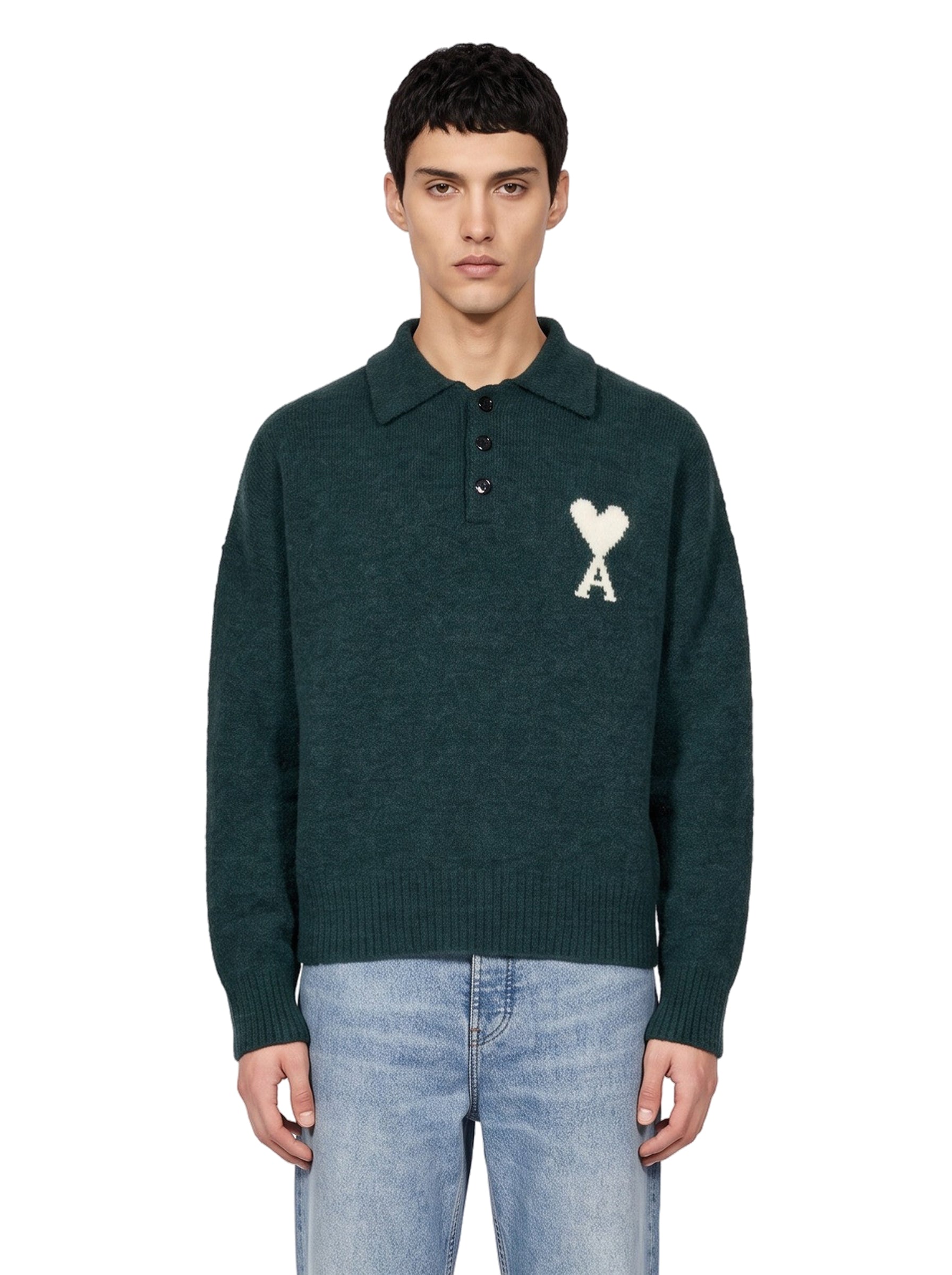 Polo a manica lunga in verde 