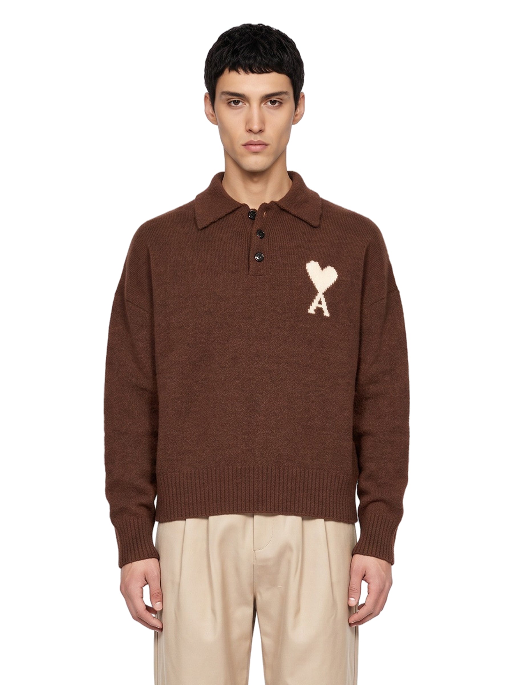 Polo in alpaca marrone 