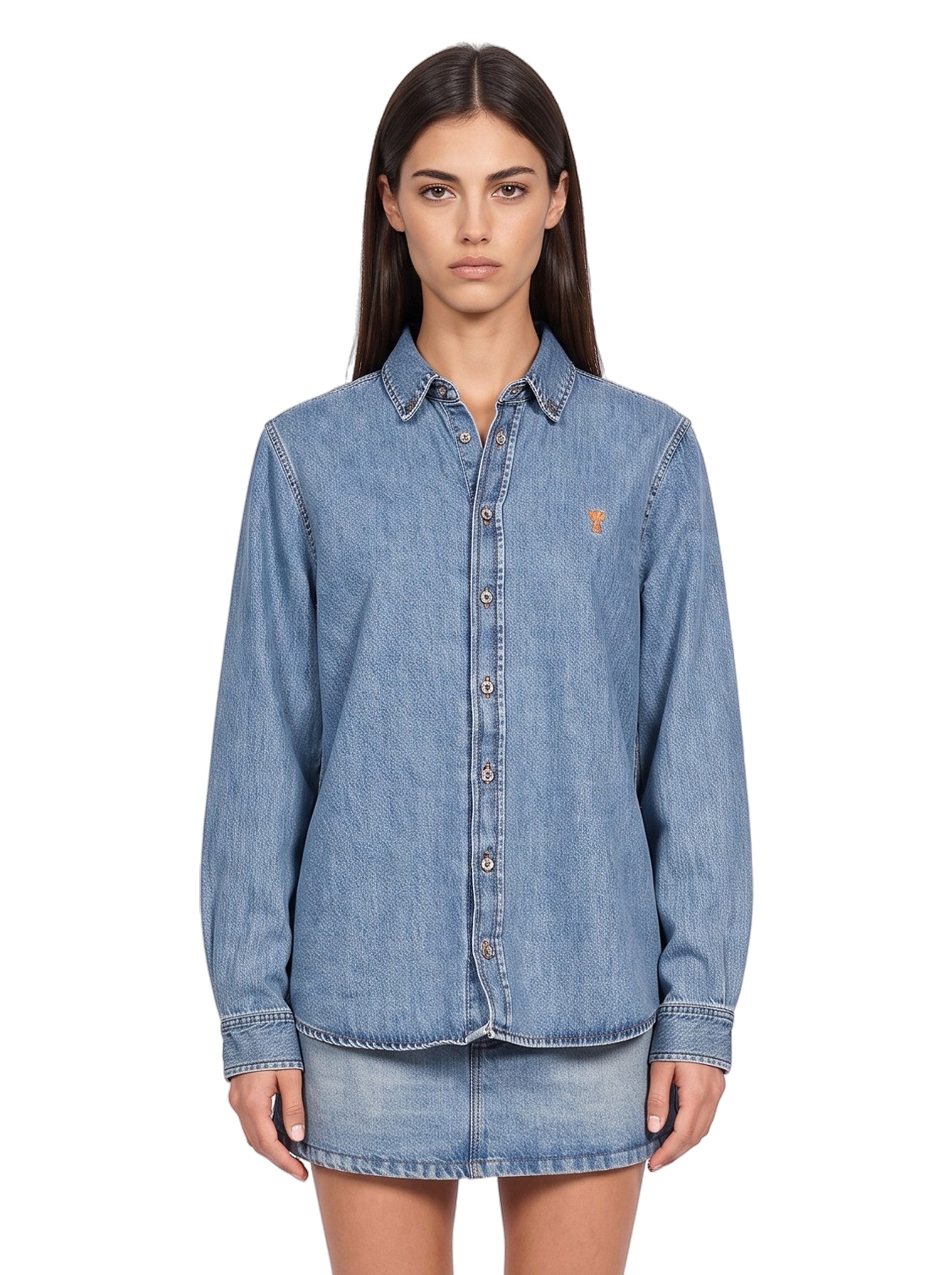 Camicia in denim blu 
