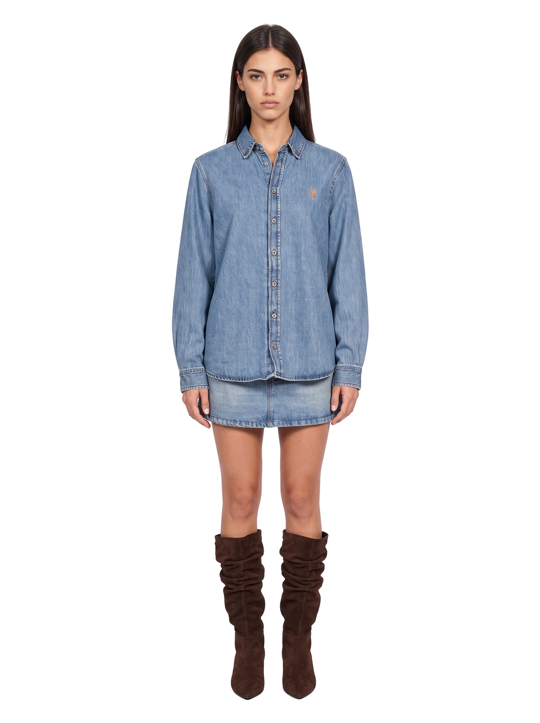 Camicia in denim blu 
