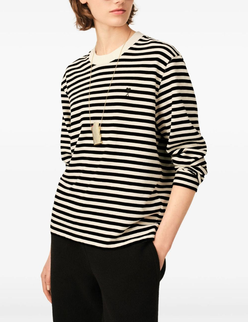 T-shirt a righe in bianco e nero 