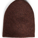 Beanie in lana a coste in marrone 