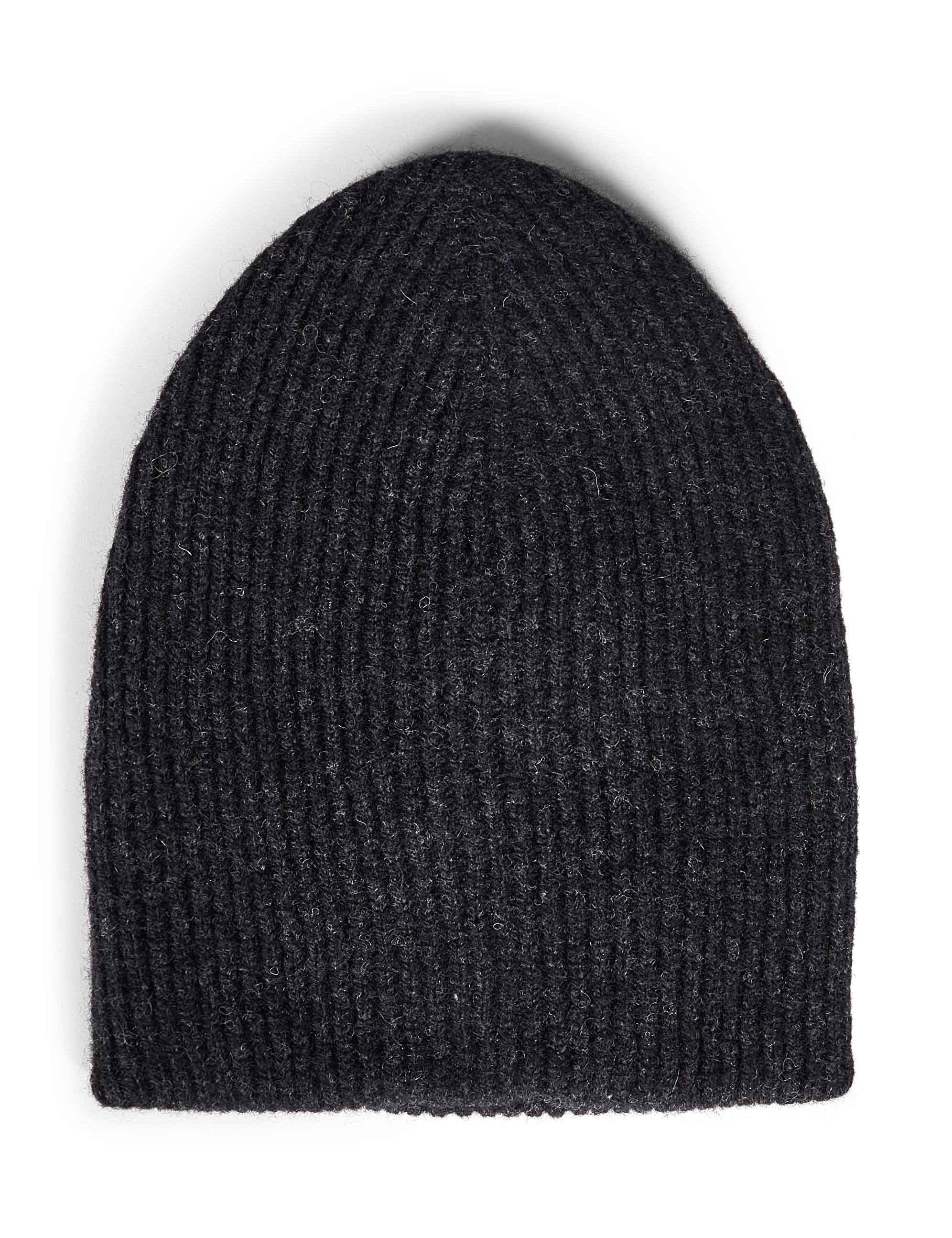 Beanie in lana a coste in grigio 