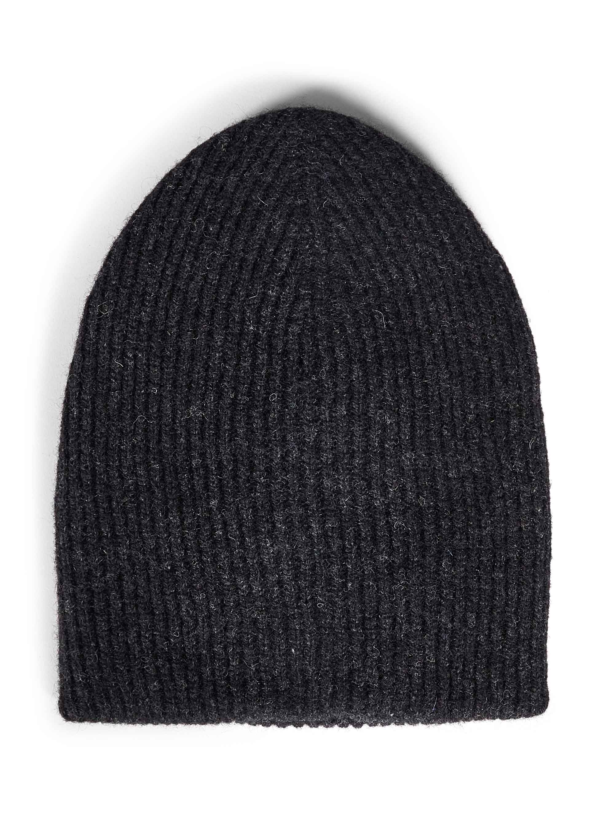 Beanie in lana a coste in grigio 