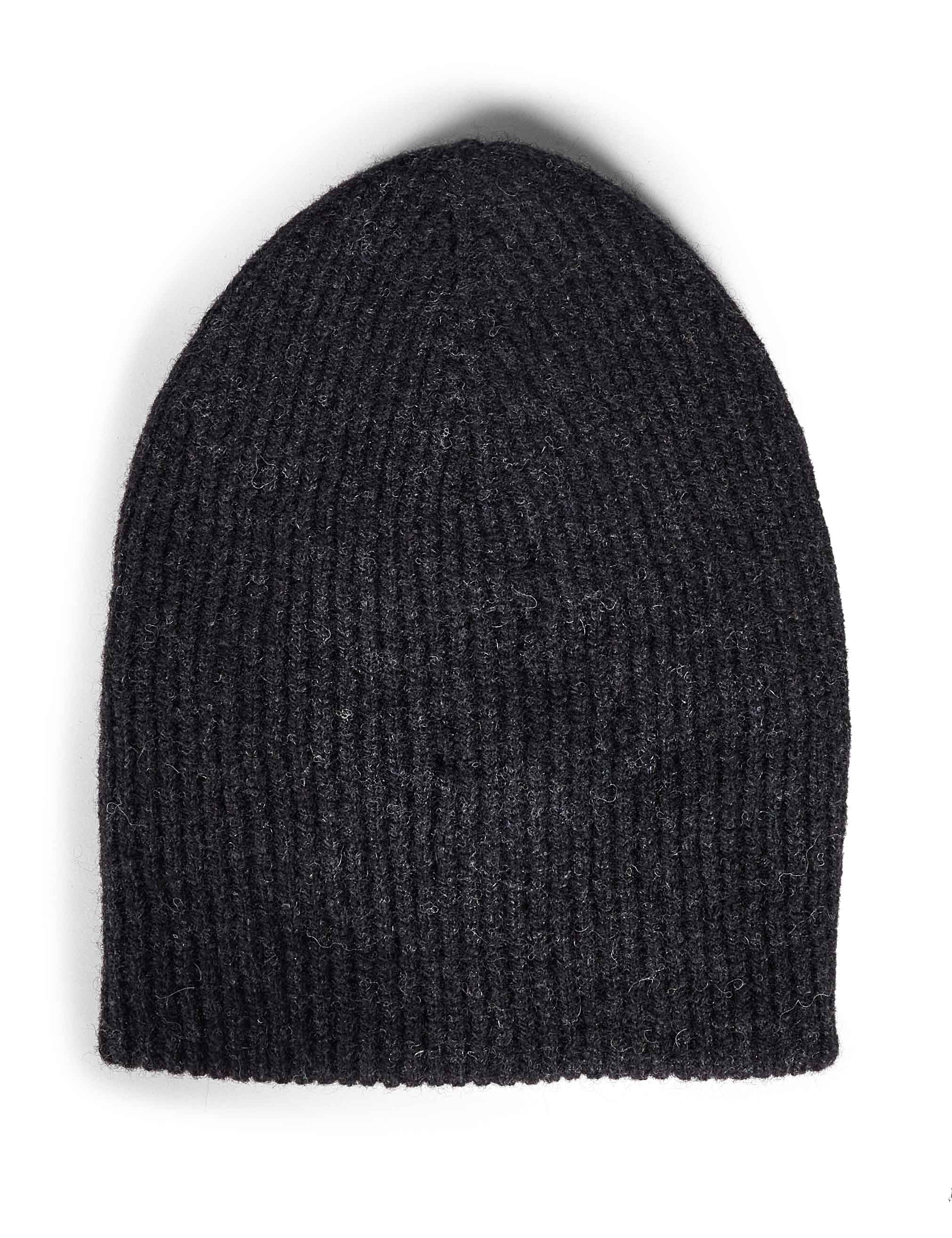 Beanie in lana a coste in grigio 