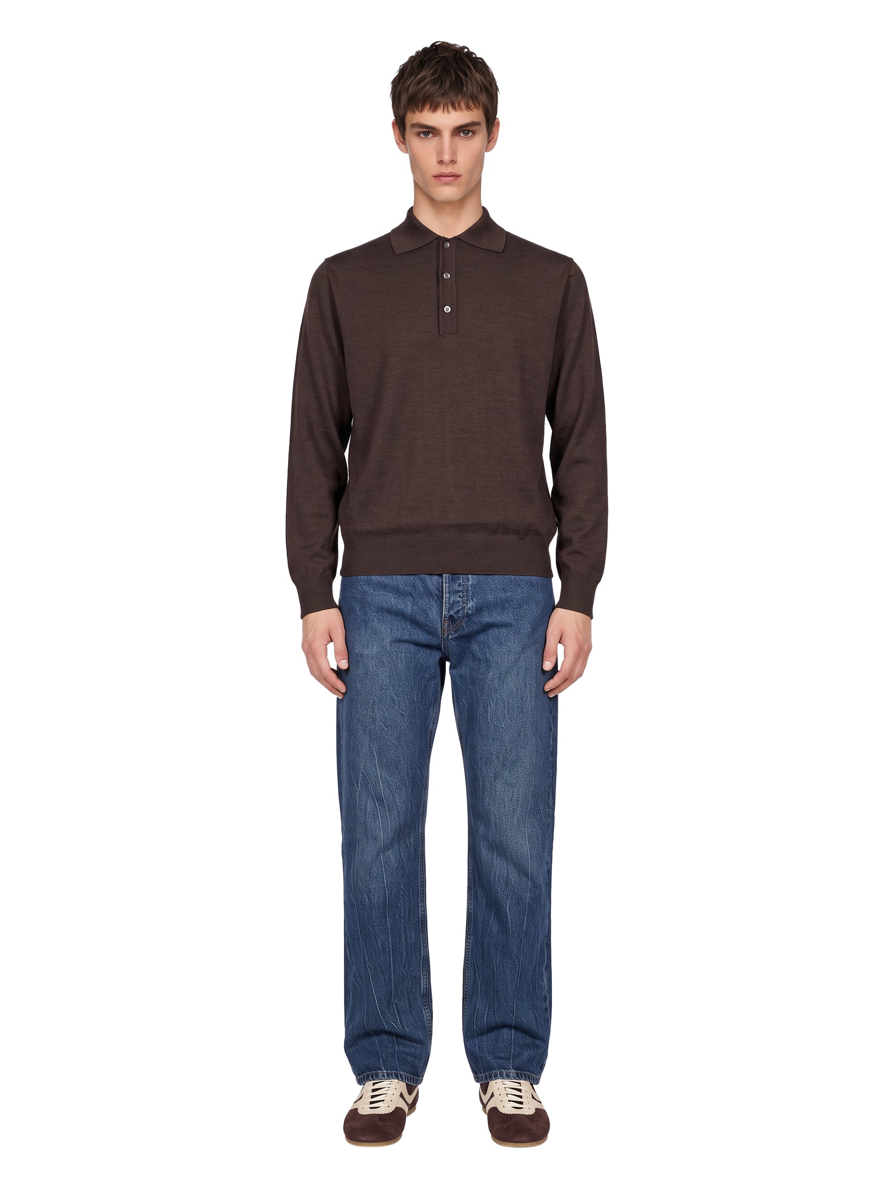 Polo in lana marrone 