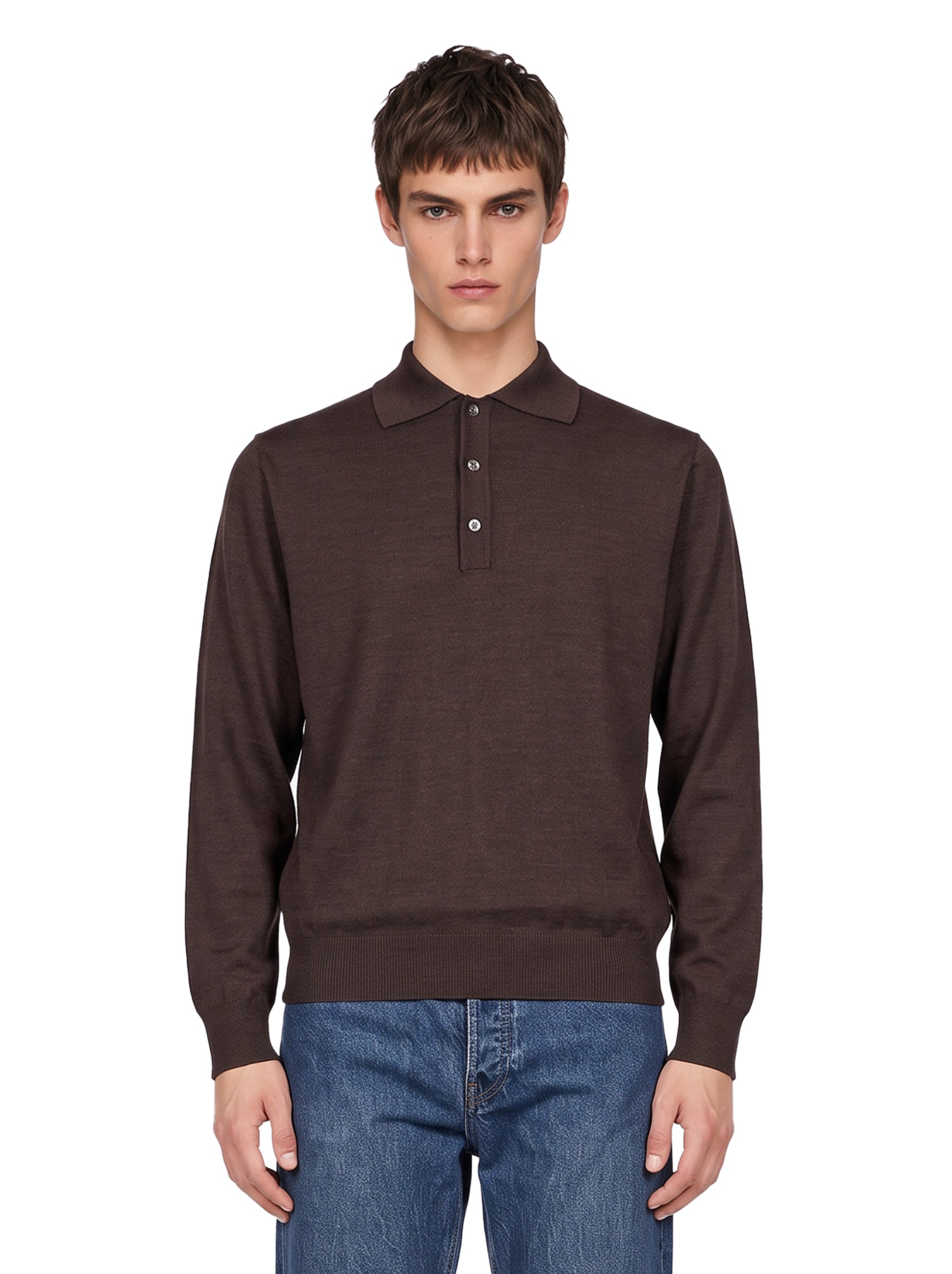 Polo in lana marrone 