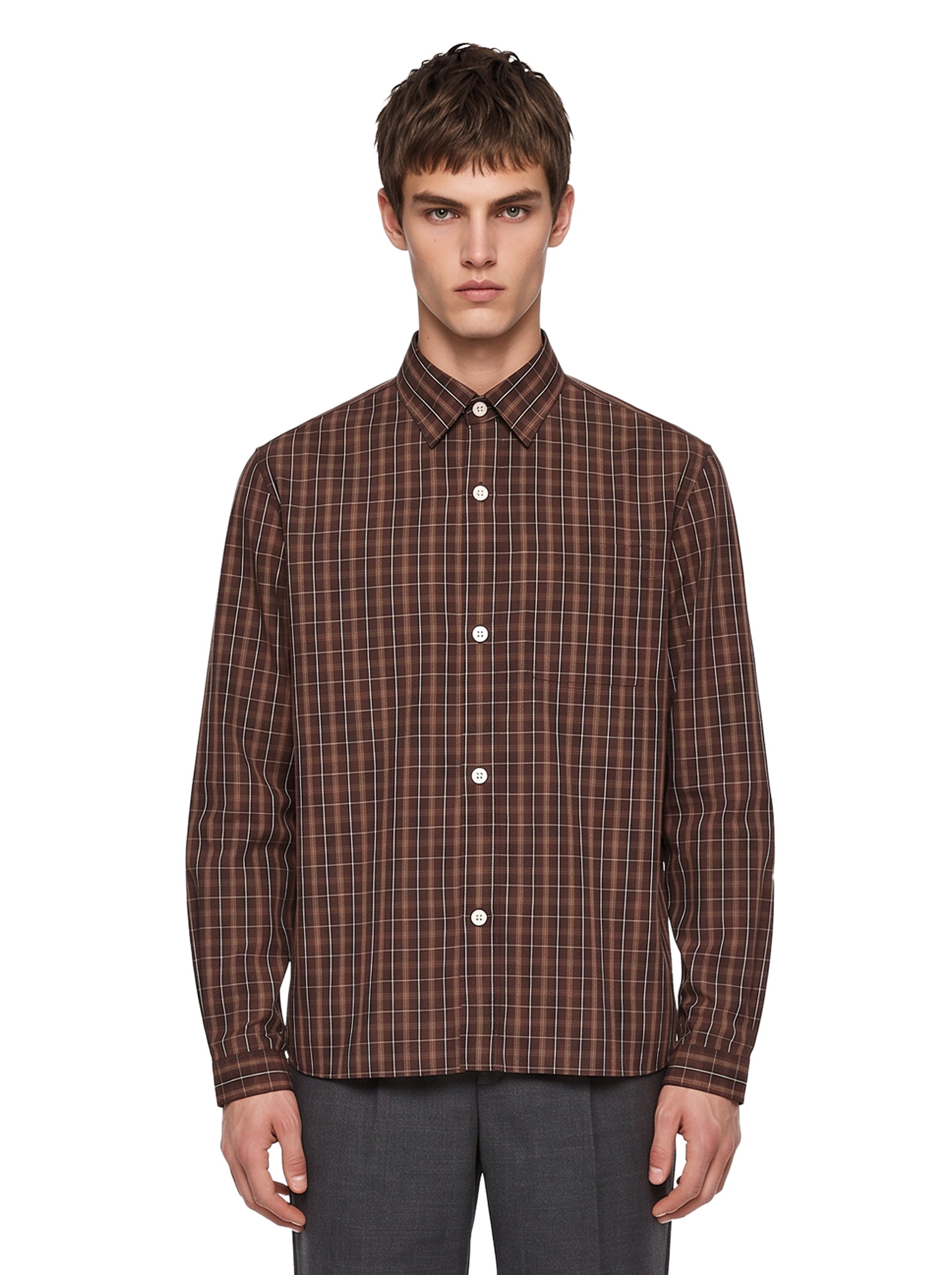 Camicia 4.0 in cotone marrone 