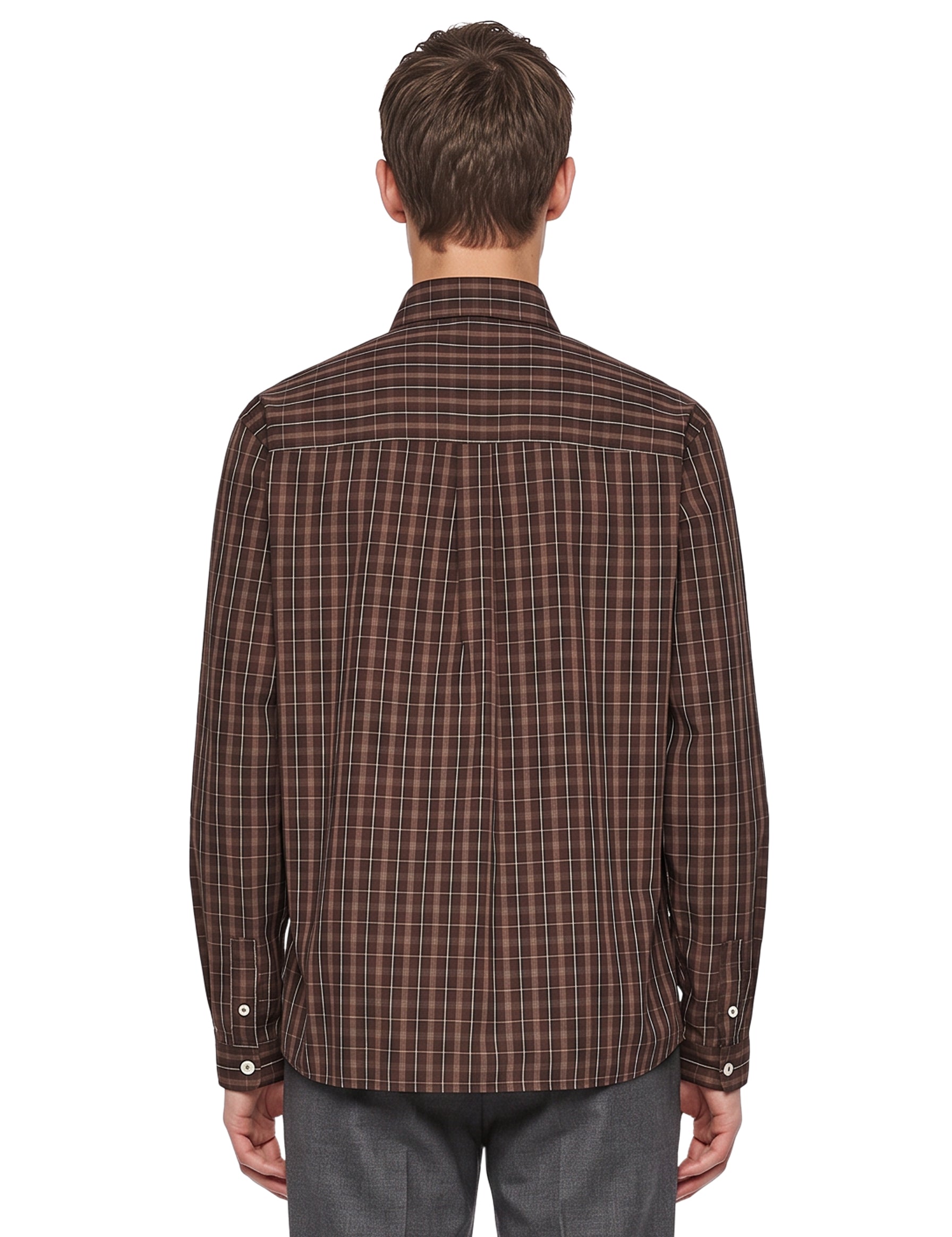 Camicia 4.0 a quadretti in marrone 