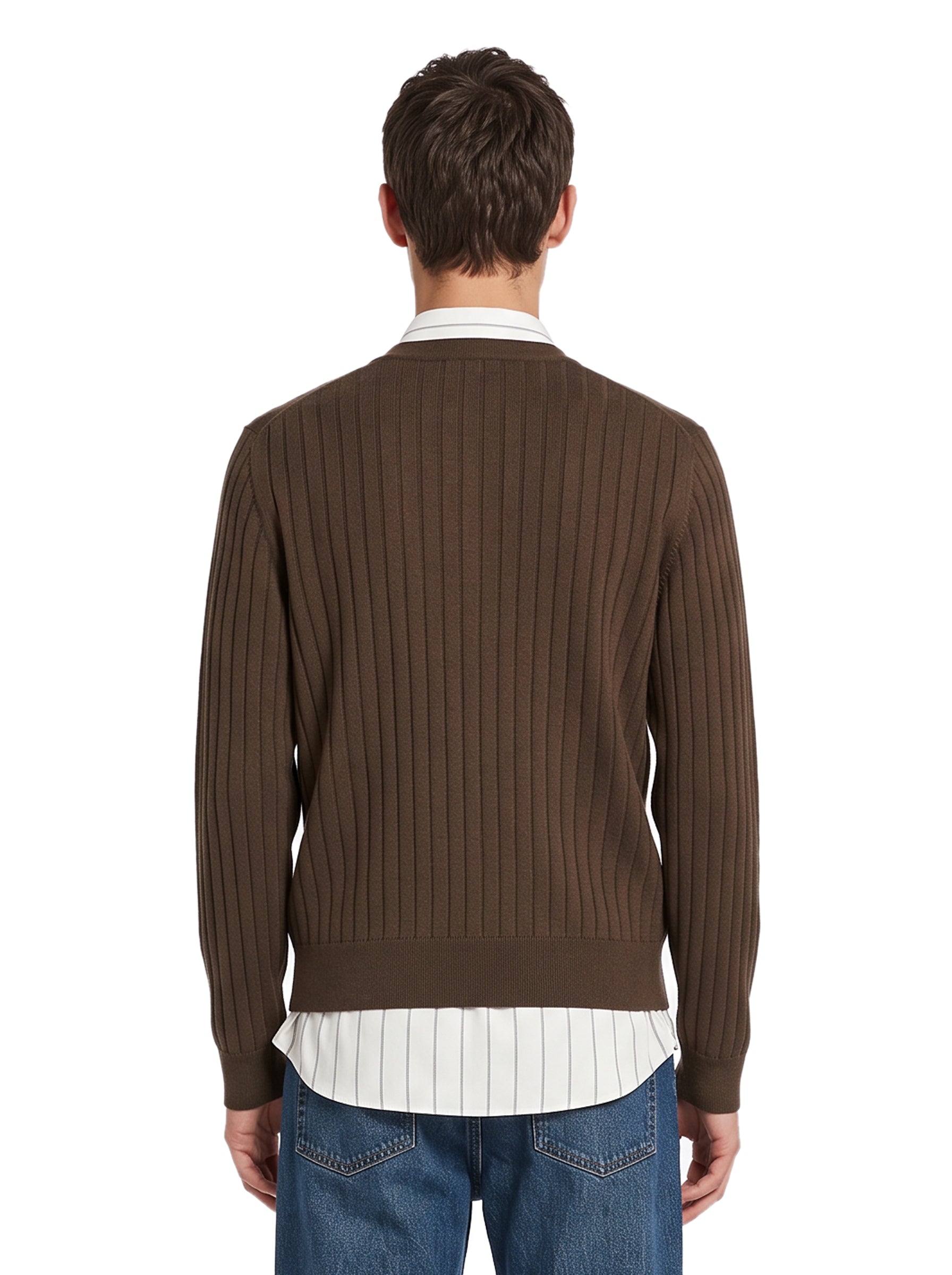 Maglione 3.0 con scollo a V in marrone 