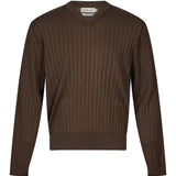 Maglione 3.0 con scollo a V in marrone 