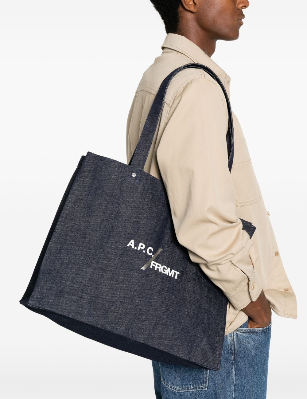 Borsa tote denim Ce Soir in blu indigo 