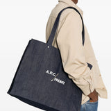 Borsa tote denim Ce Soir in blu indigo 
