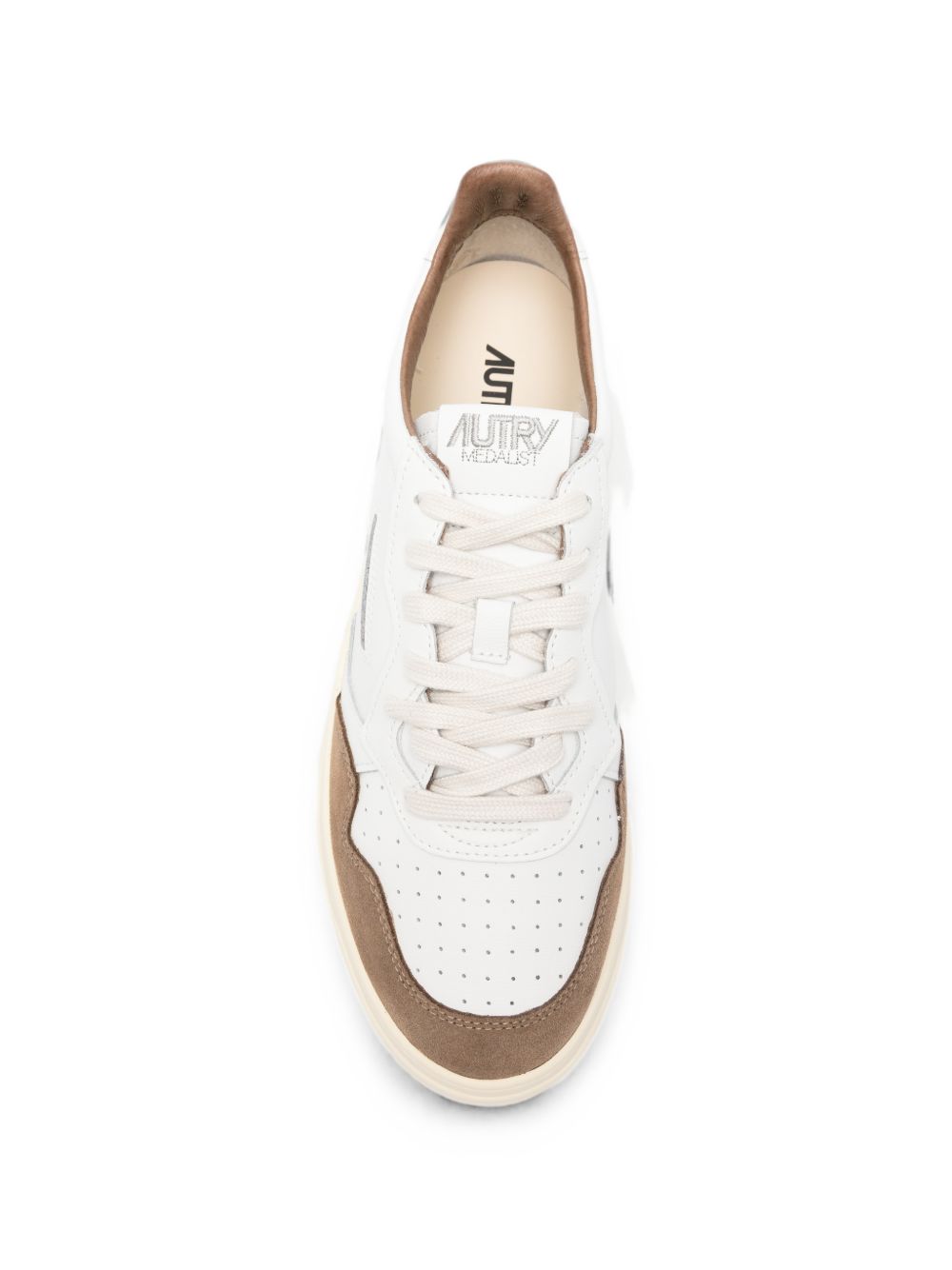 Sneakers basse medalist in bianco e marrone 