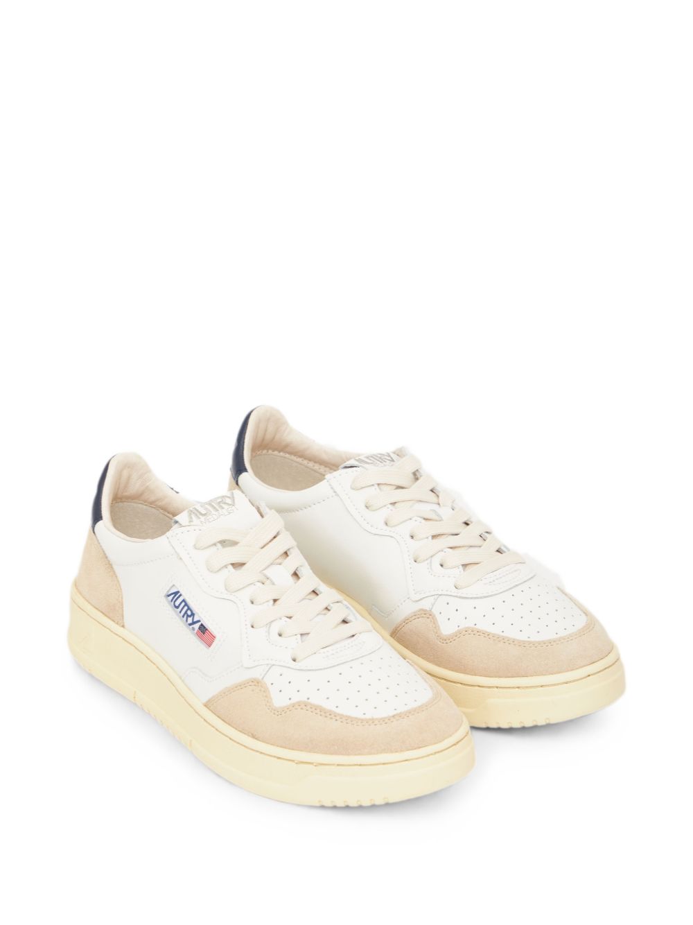 Sneakers basse Medalist in bianco e beige 