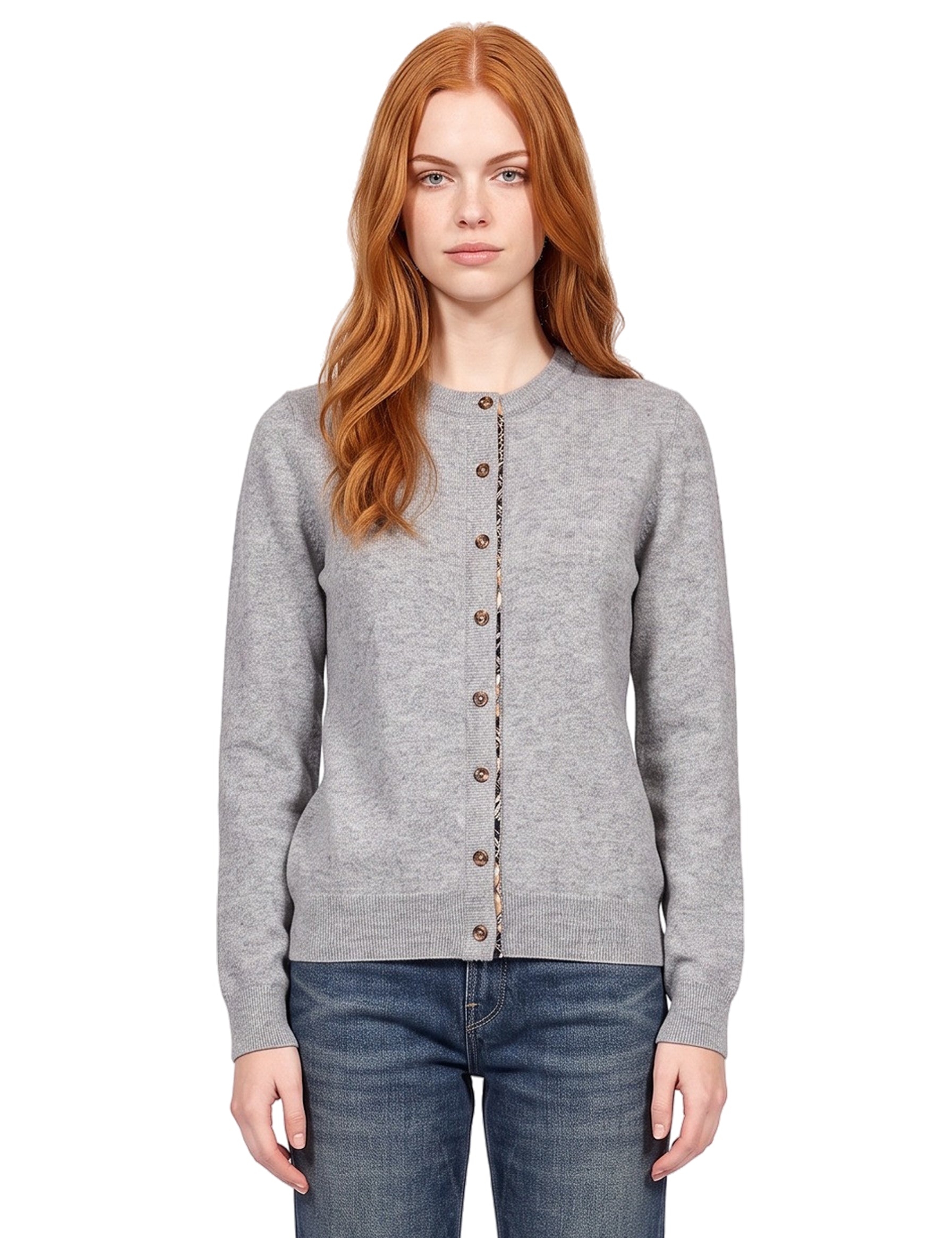 Cardigan con motivo tartan in grigio 