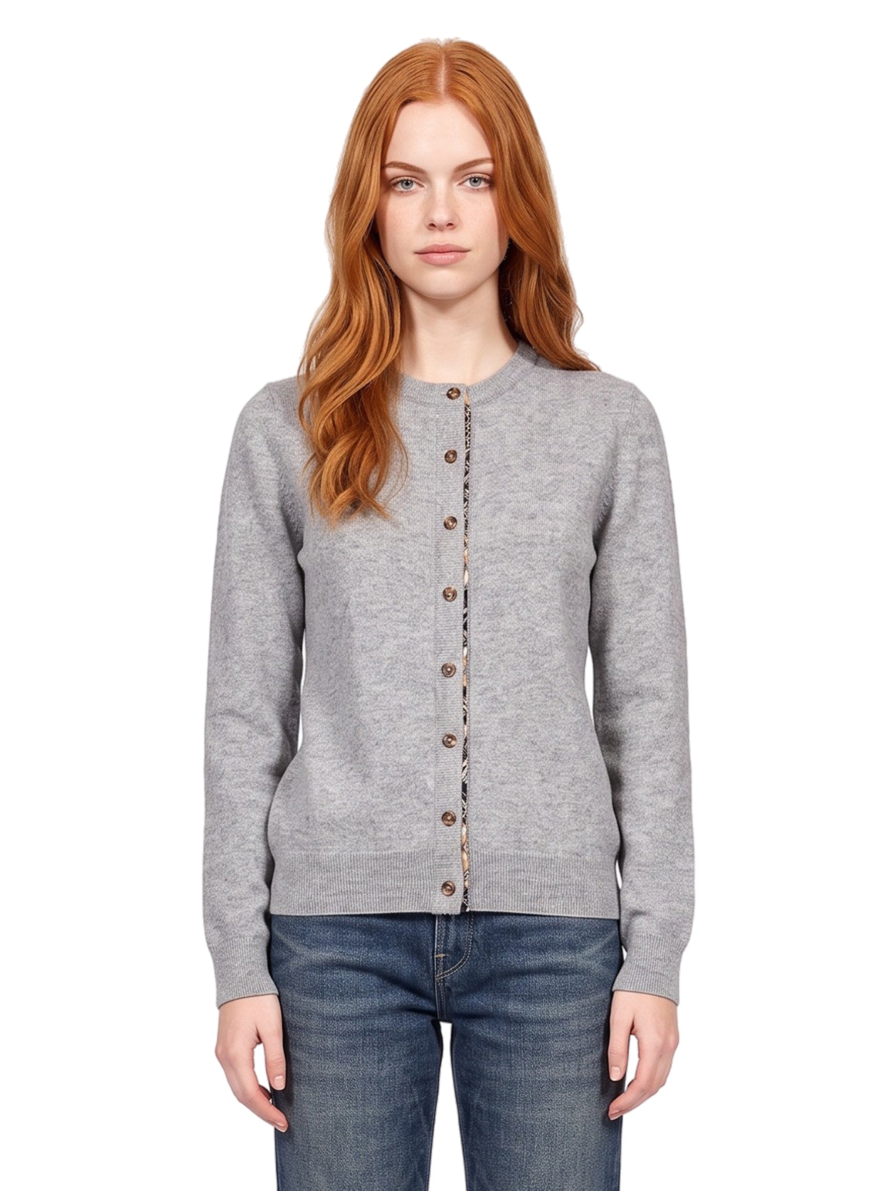Cardigan con motivo tartan in grigio 