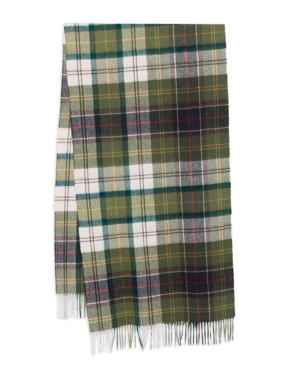 Sciarpa con frange tartan in verde 