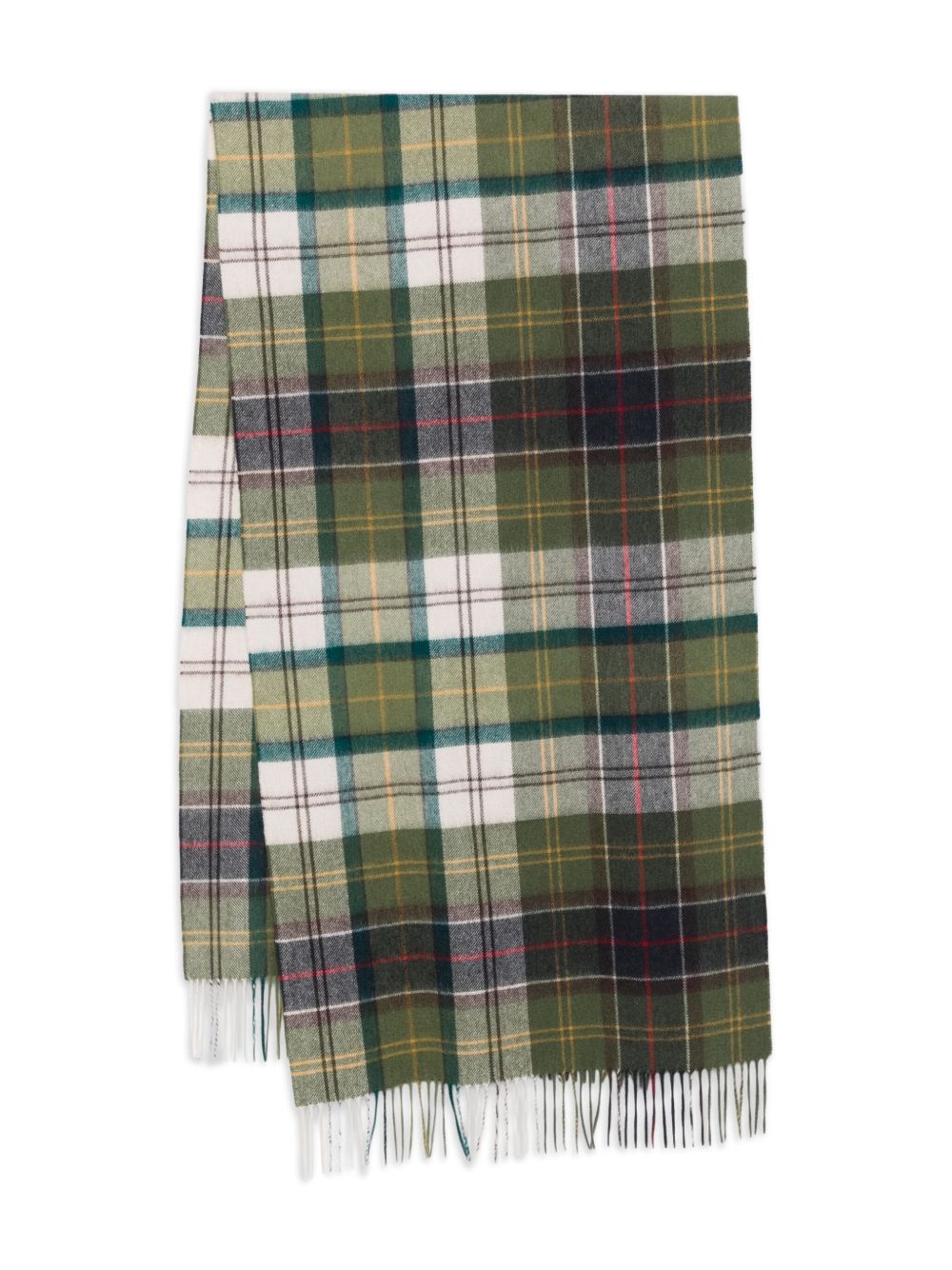 Sciarpa con frange tartan in verde 