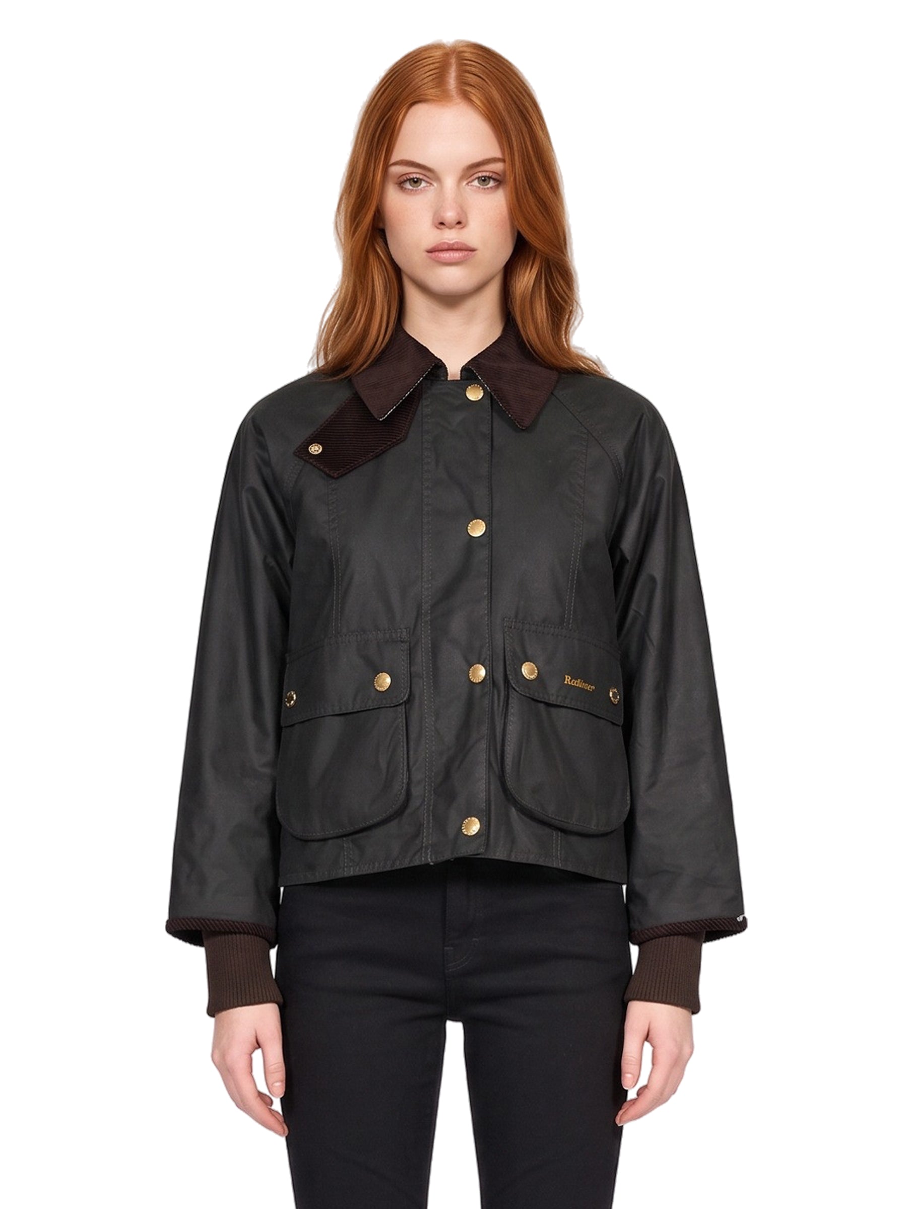 Giacca cerata Cropped Beadnell in verde 