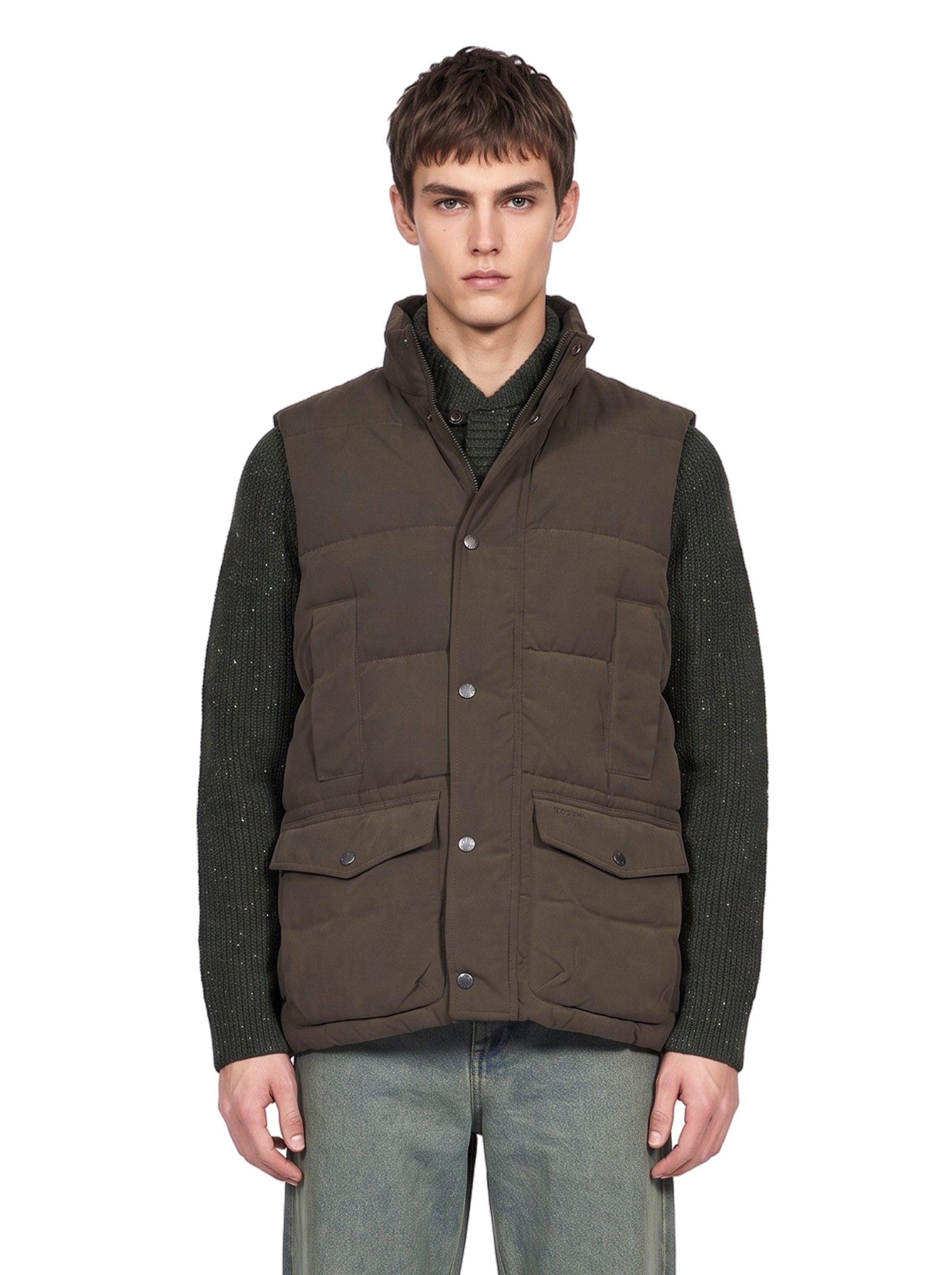 Gilet trapuntato a righe in verde 