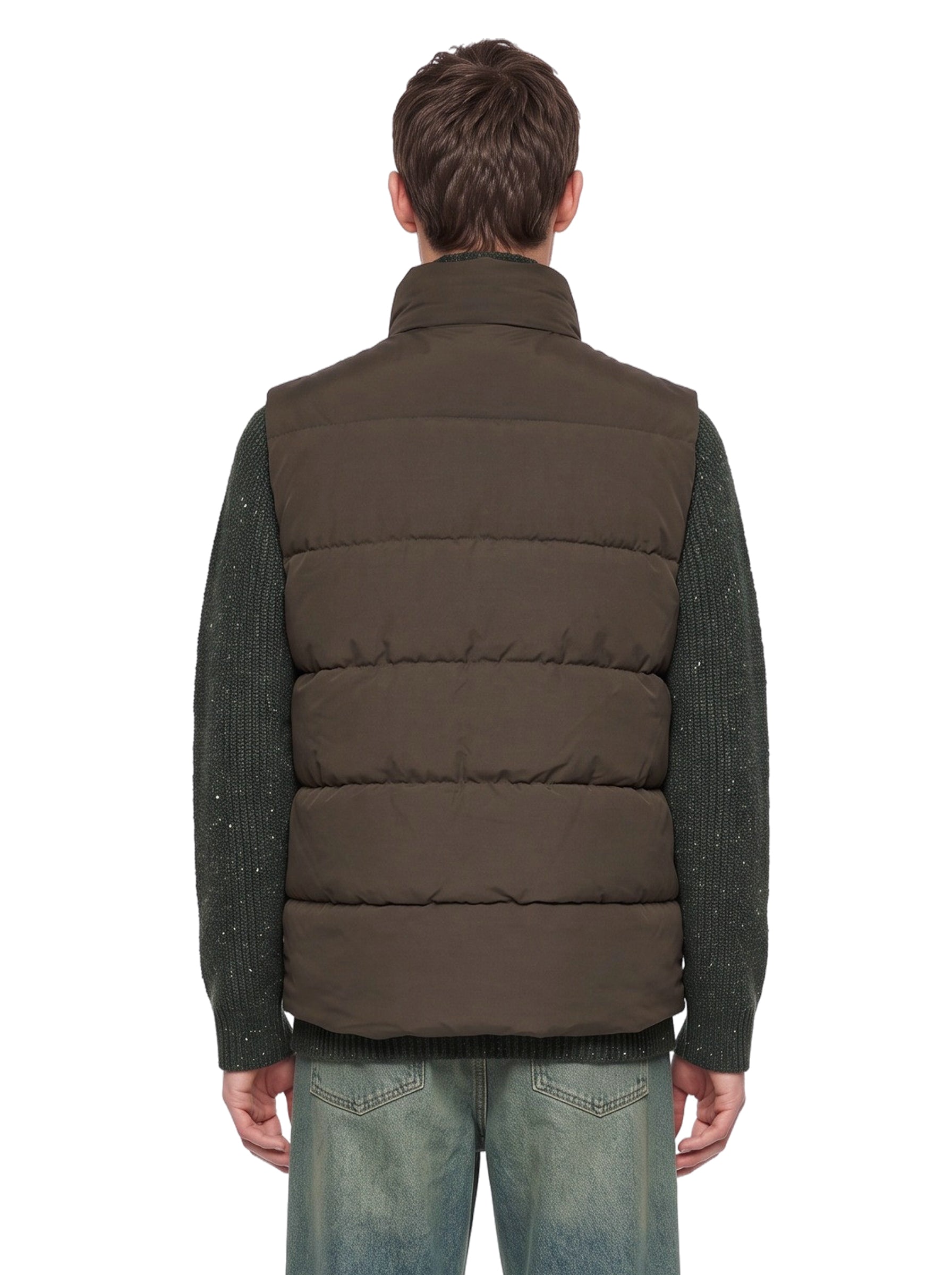 Gilet trapuntato a righe in verde 