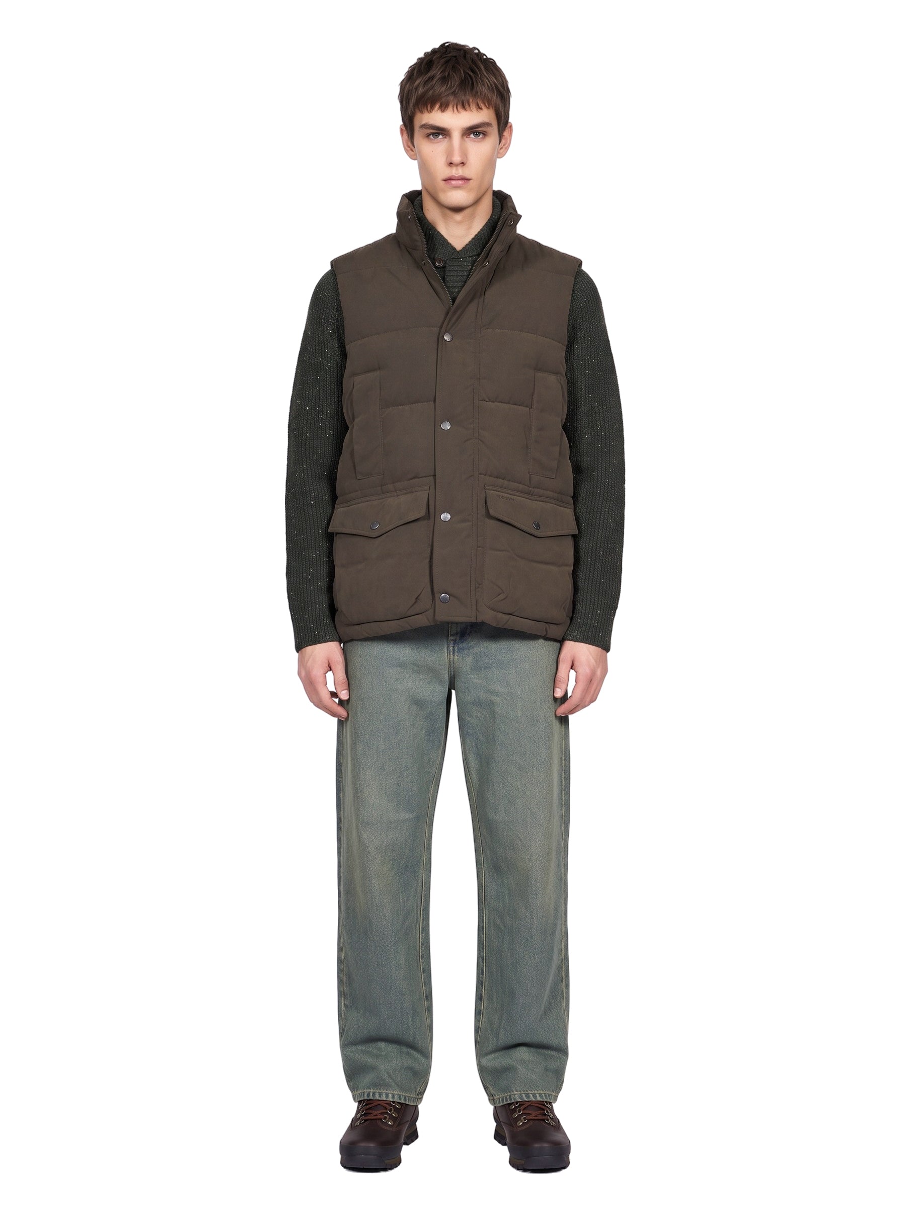Gilet trapuntato a righe in verde 