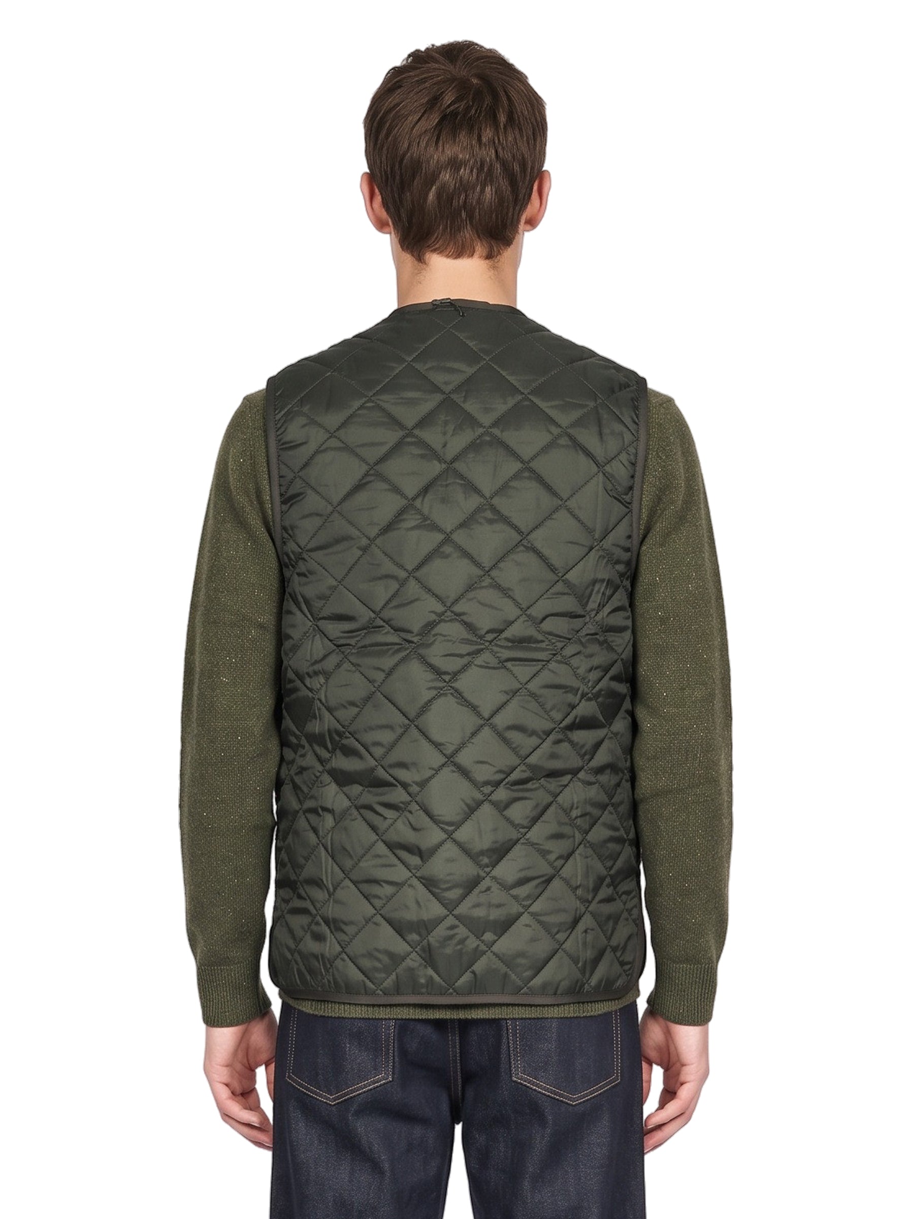 Gilet trapuntato con zip in verde 