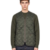 Gilet trapuntato con zip in verde 