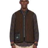 Gilet trapuntato in pile in marrone 