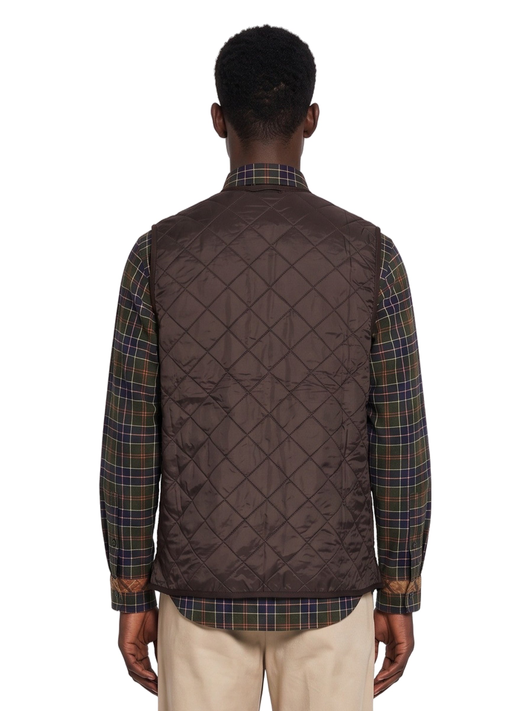 Gilet trapuntato in pile in marrone 