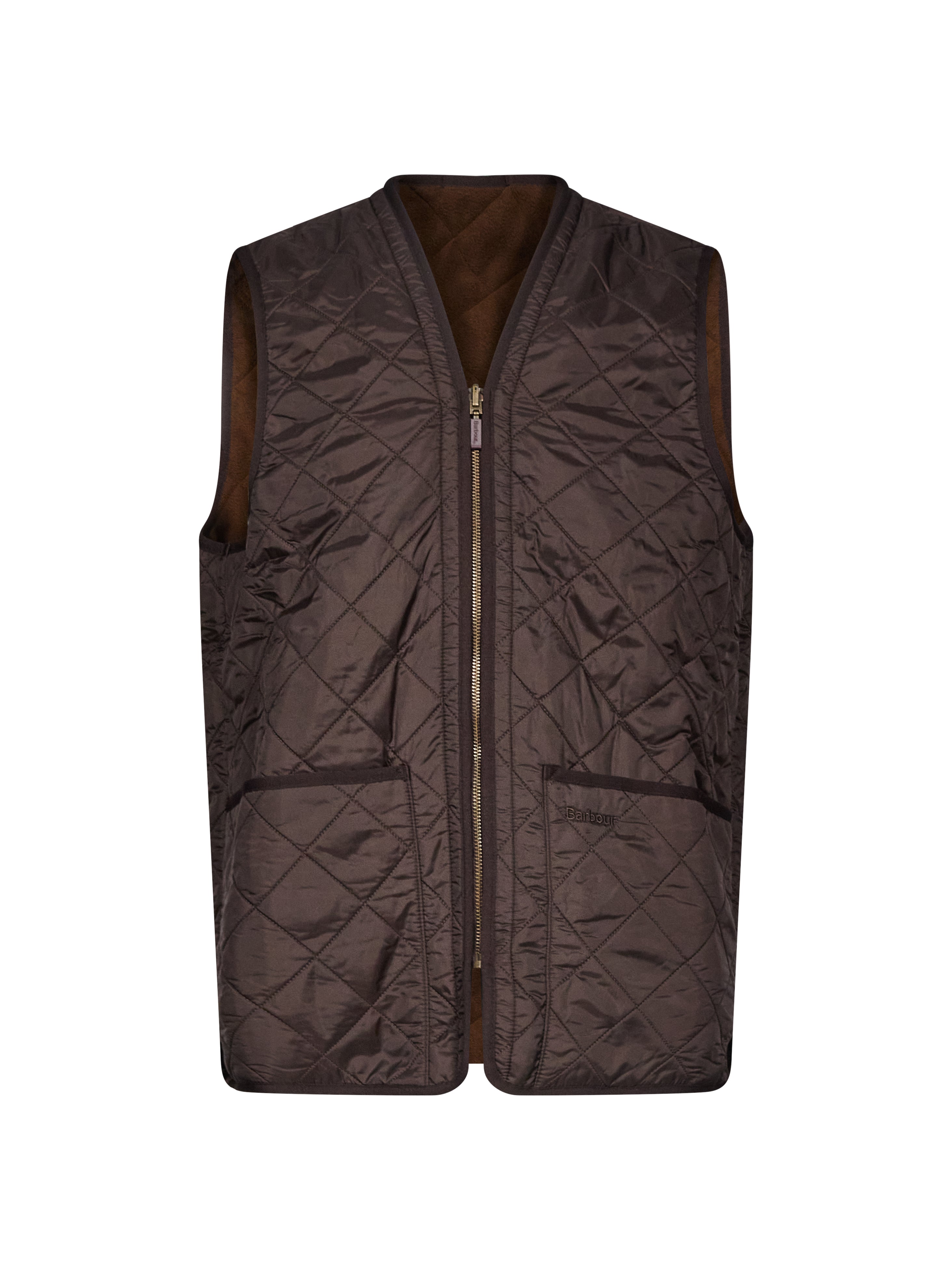 Gilet trapuntato in pile in marrone 