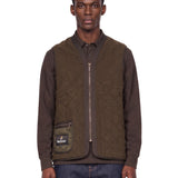 Gilet trapuntato in pile in verde 