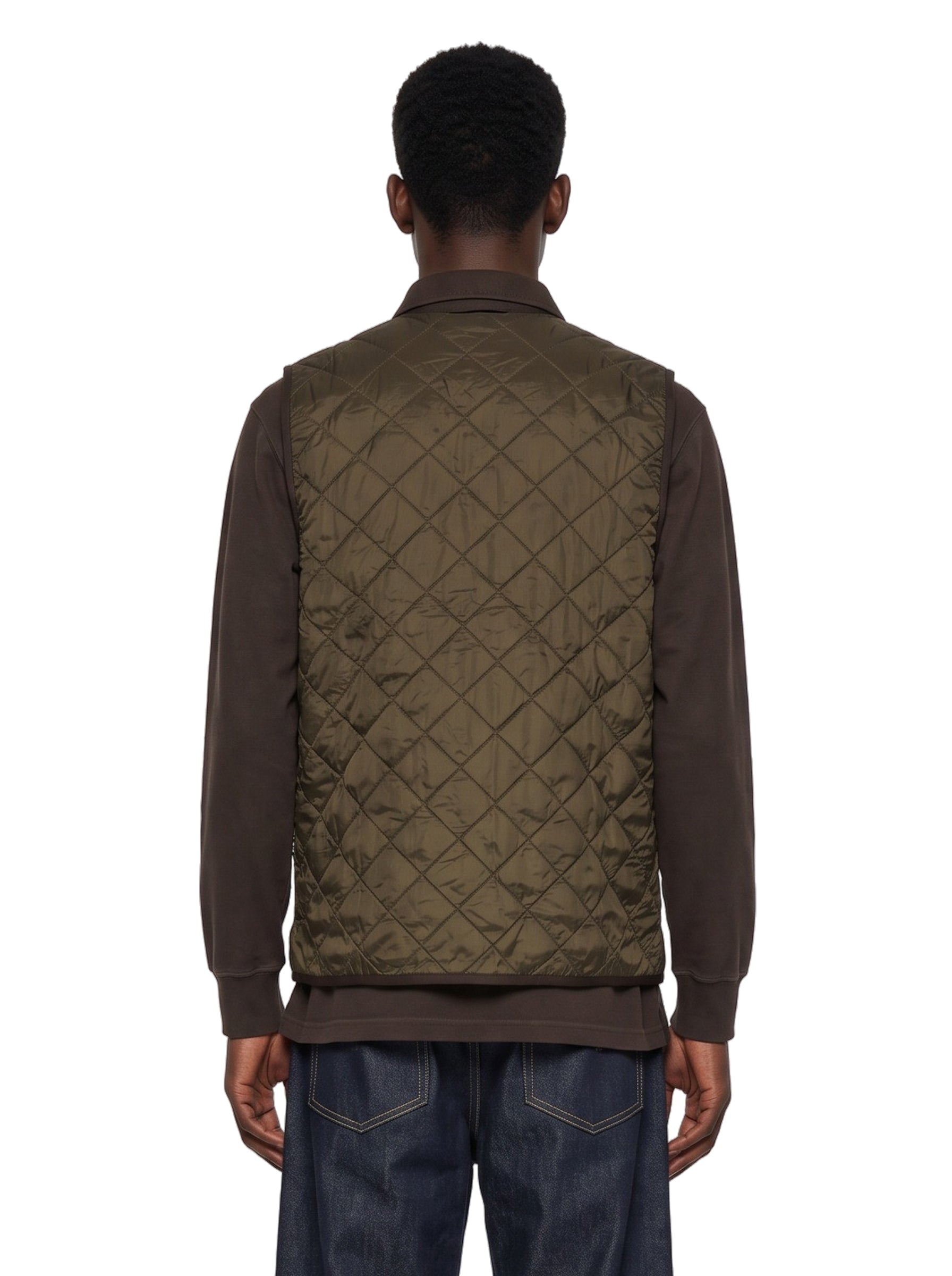 Gilet trapuntato in pile in verde 