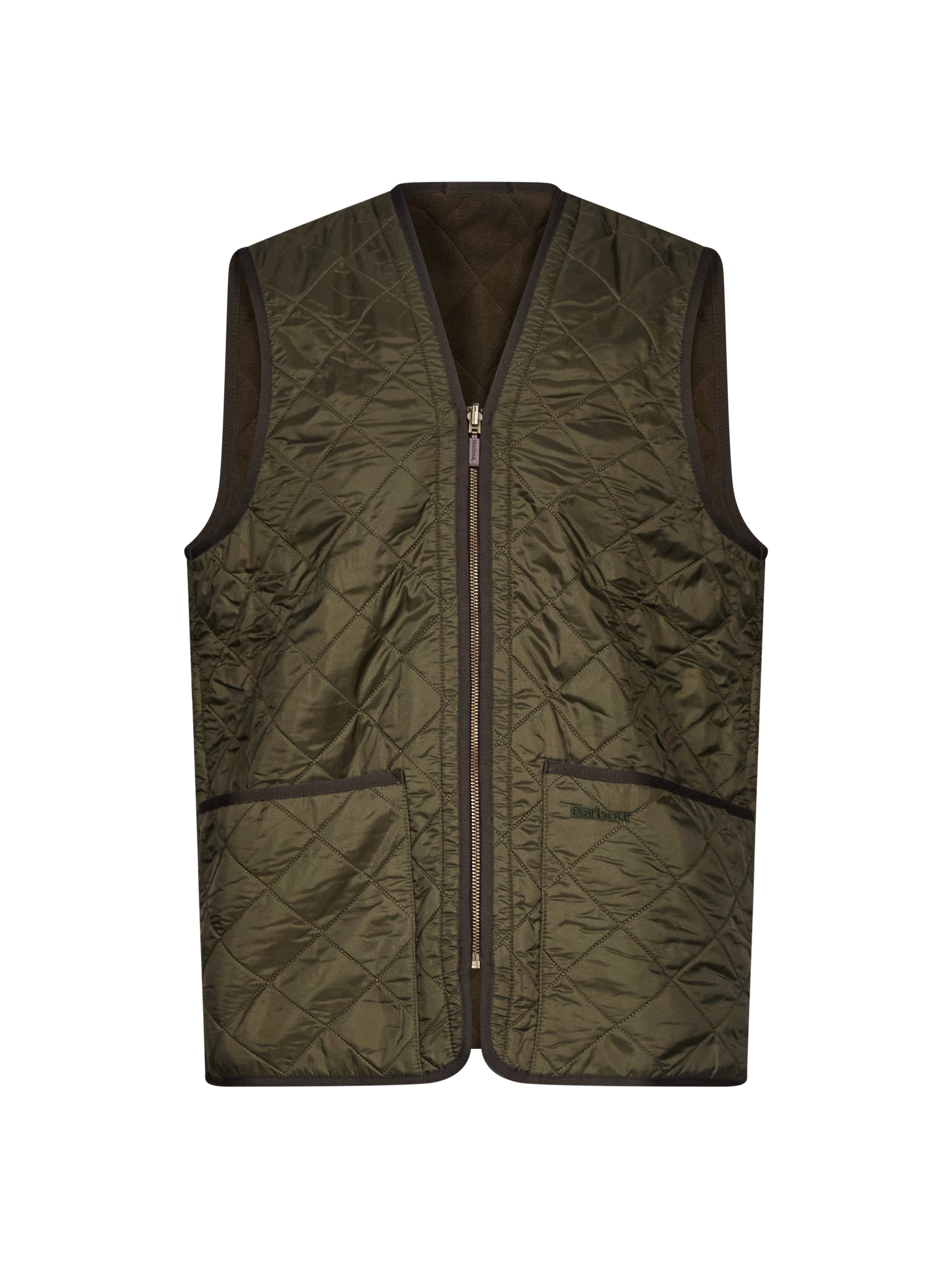 Gilet trapuntato in pile in verde 