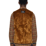 Gilet in pile caldo con zip marrone 
