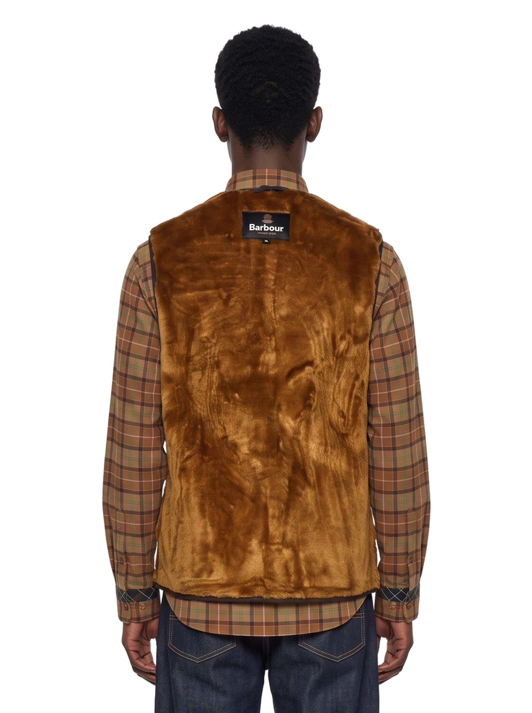 Gilet in pile caldo con zip marrone 