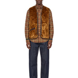 Gilet in pile caldo con zip marrone 