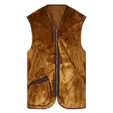 Gilet in pile caldo con zip marrone 